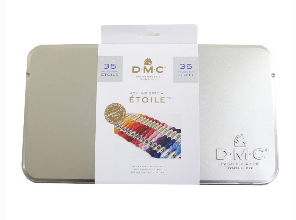 DMC Étoile Collector Tin 617B 35 Sparkle Embroidery Floss Skeins Complete